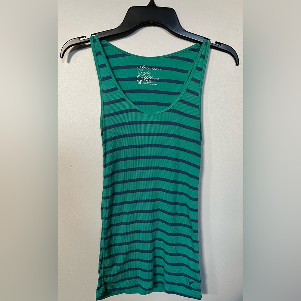 🔥AMERICAN EAGLE WOMEN'S SLEEVELESS TANK-TOP COLOR GREEN/BLUE SIZE EXTRA SMALL